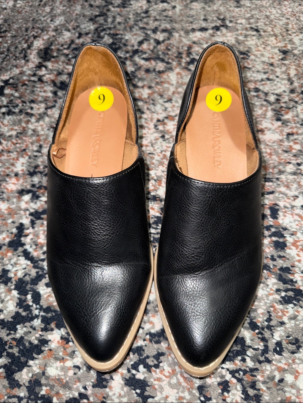 Cynthia Rowley Black Leather Pointed Toe Mules